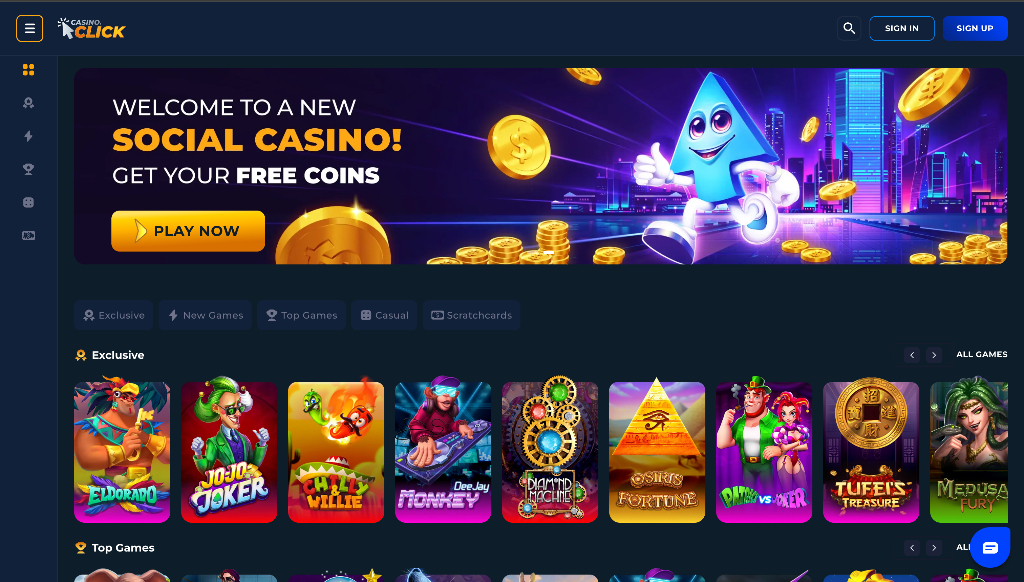 Casino Click Casino homescreen