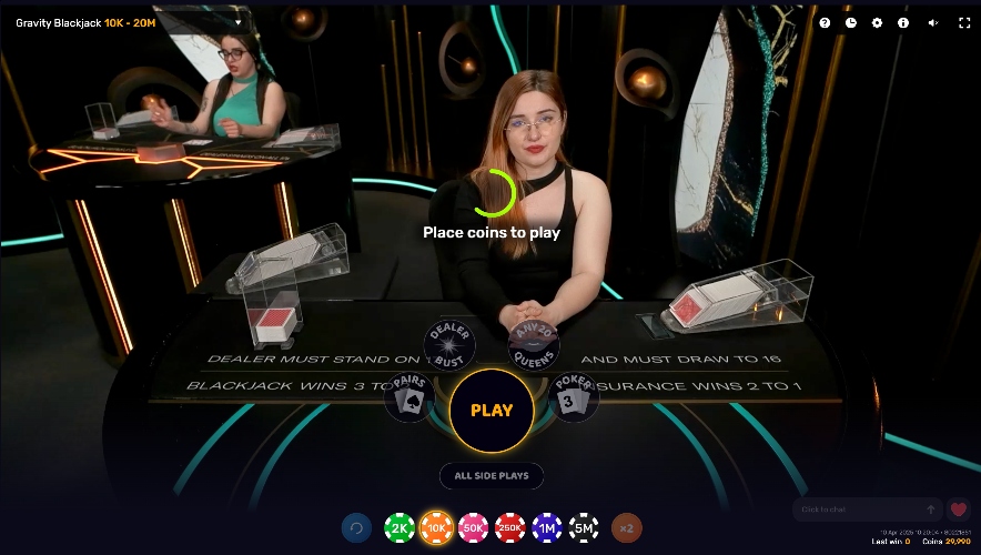 RealPrize Gravity Blackjack game