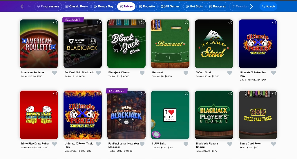 FanDuel poker games