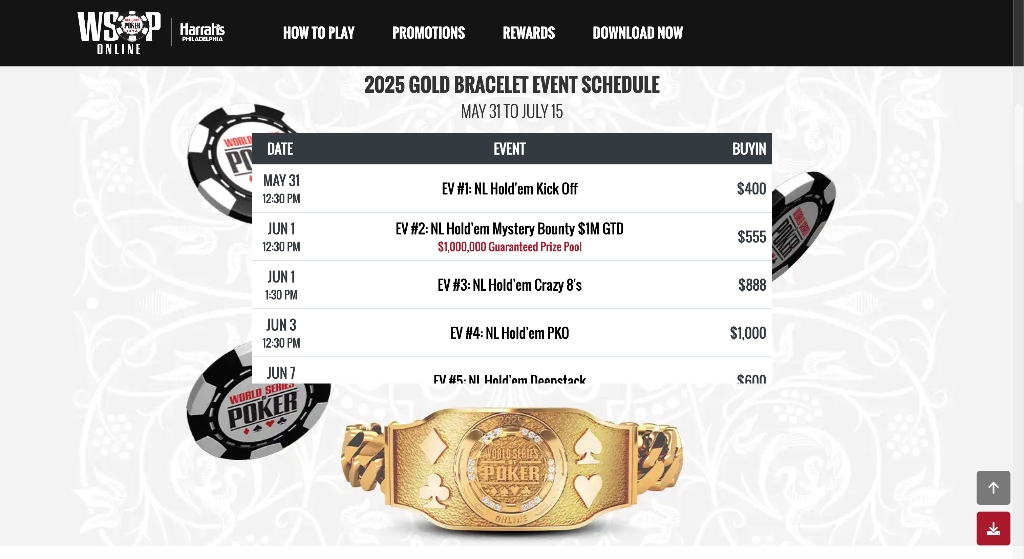 WSOP homescreen