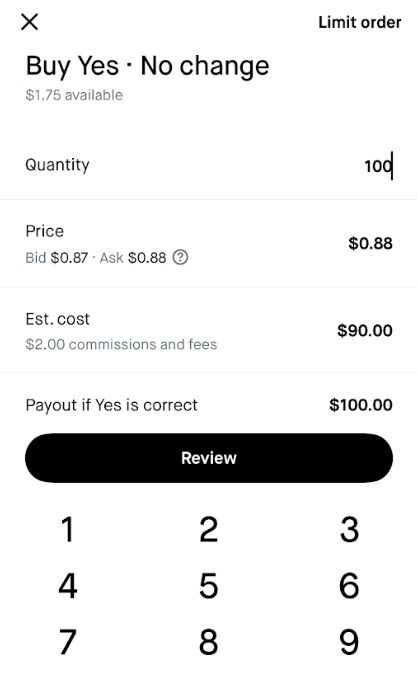 Robinhood yes/no selection